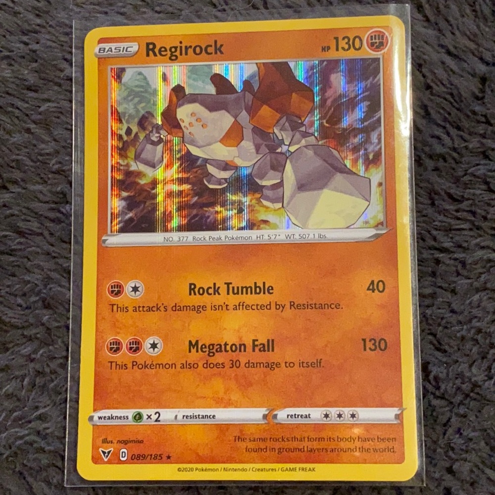 Rare Holographic Regirock Pokémon Card 089/185